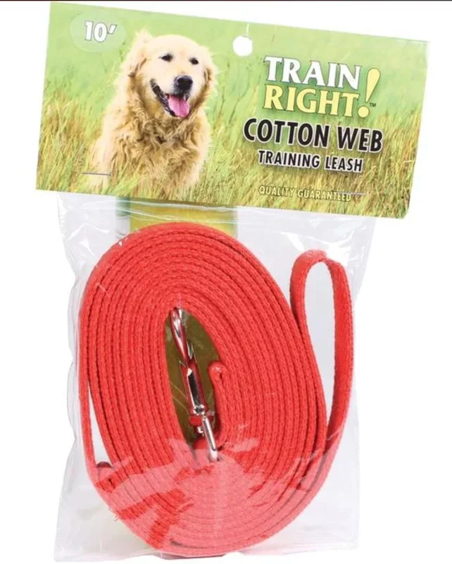 Train Right! Cotton Web Training Leash, 10′, Red