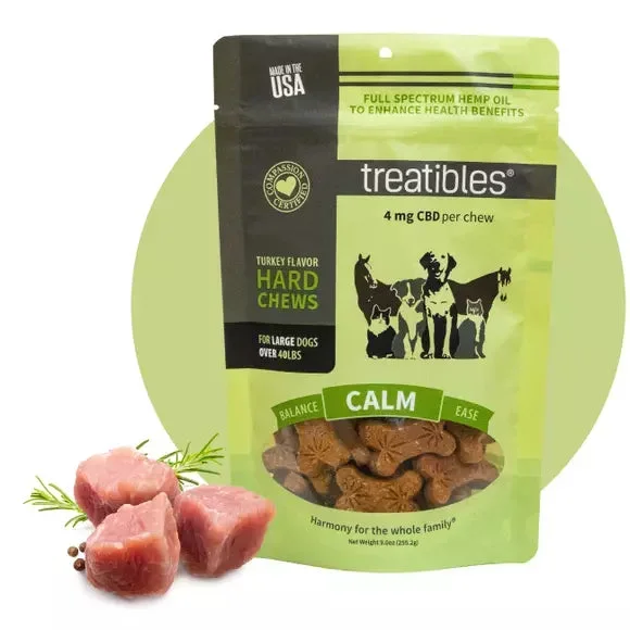 Treatibles Introductory Size Turkey Hard Chews 4mg (7 ct) Hard Chew Dog Supplements – 1 oz Bag