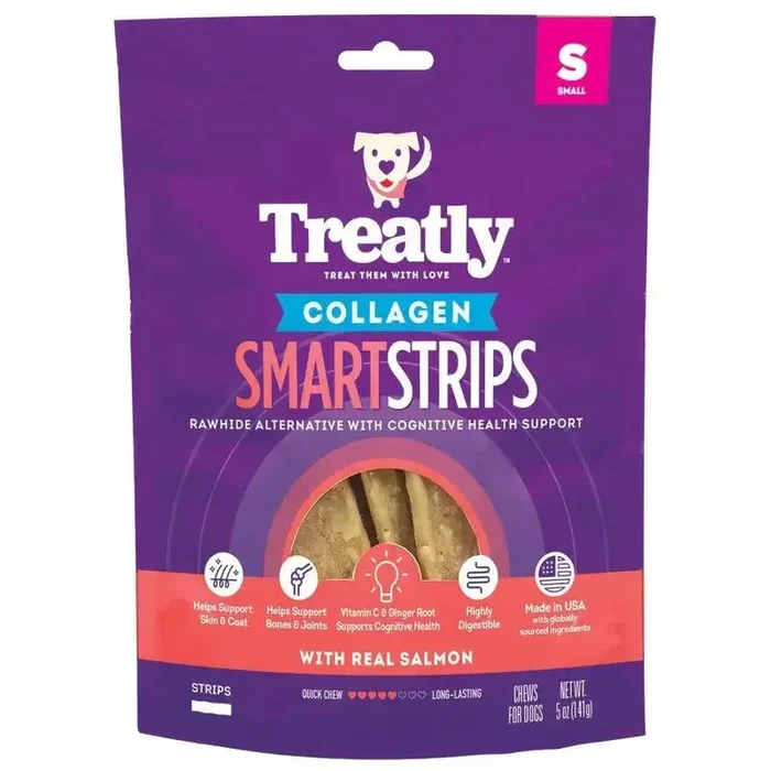 Treatly Collagen Smart Strips Salmon Dog Chews 5 oz