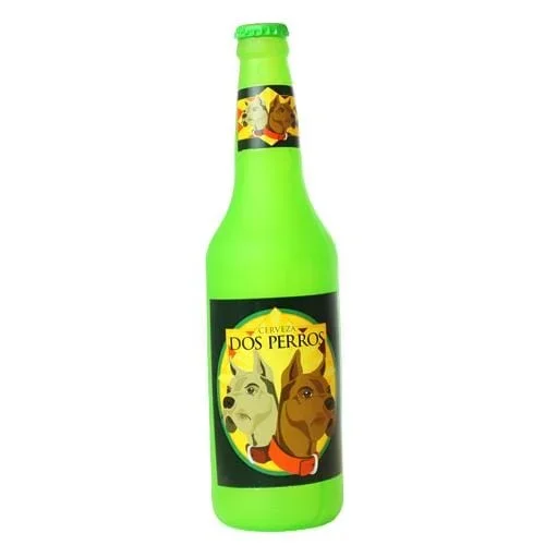 Tuffy’s Silly Squeakers Dos Perros Beer Bottle Vinyl Chew and Squeak Dog Toy