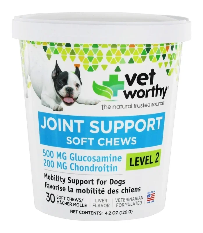 Vet Worthy Joint Support Level 2 Chewable Dog Supplements – 30 ct Capsule Bottle