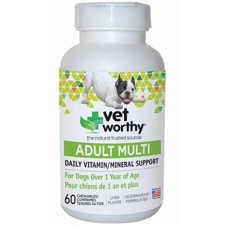 Vet Worthy Puppy Multi-Vitamin Tablet Dog Vitamins and Minerals – 60 ct Capsule Bottle