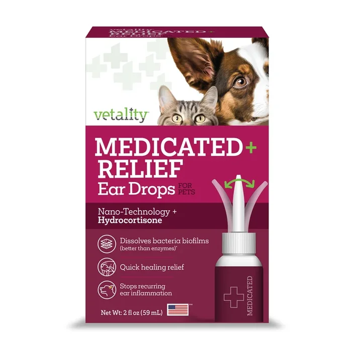 Vetality Medicated Ear Treatment for Pets – Nano-Technology + Hydrocortisone