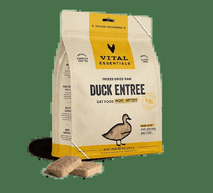 Vital Essentials Cat Freeze Dried Mini Patties Duck, 8oz