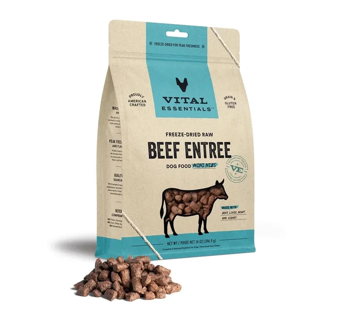 Vital Essentials Mini Nibs Beef Entree Freeze Dried Raw Dog Food (14oz)