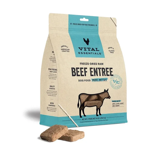 Vital Essentials Mini Patties Beef Entree Freeze Dried Raw Dog Food (14oz)