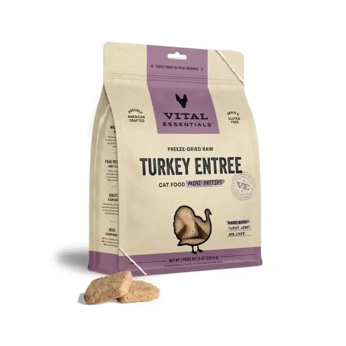 Vital Essentials® Freeze-Dried Raw Turkey Entree Cat Food Mini Patties