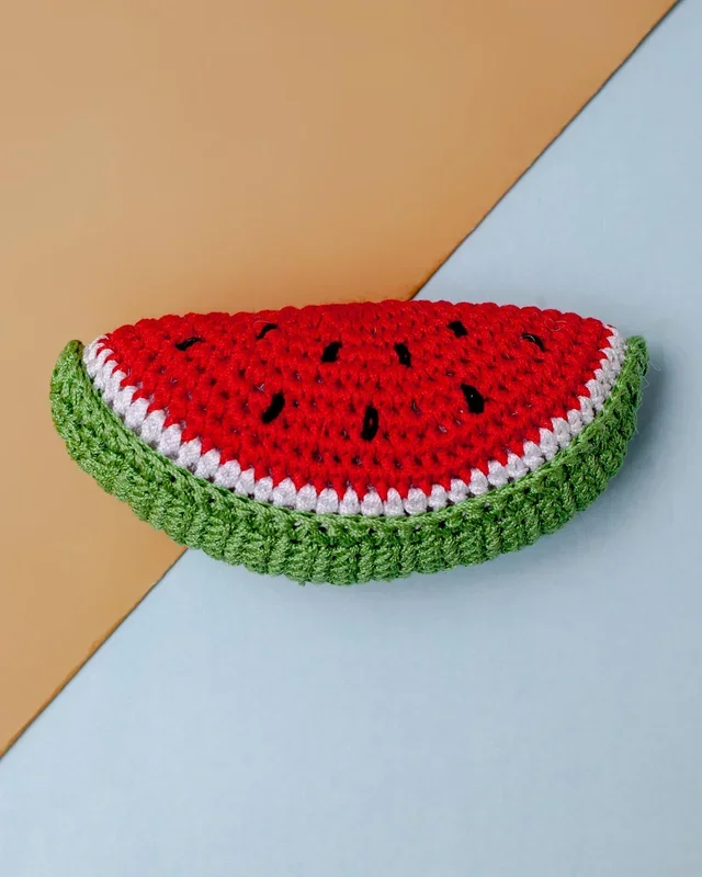 Watermelon Slice Knit Squeaky Toy