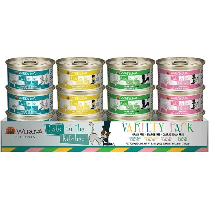 Weruva Cats in the Kitchen VARIETY Kitchen Cuties Canned Cat Food – 10 Oz – Case of 12