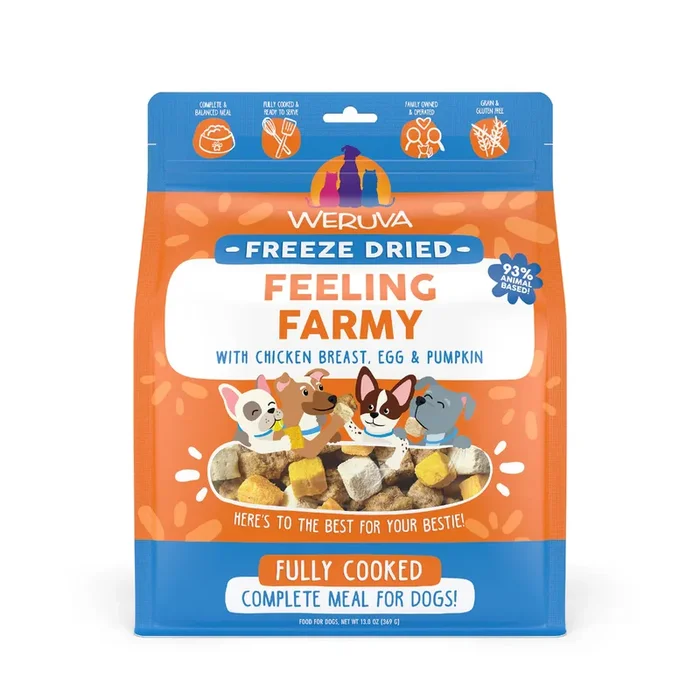 Weruva Dog Feeling Farmy Freeze Dried Dog Food – Chicken, Egg, & Pumpkin – 13oz Pouch