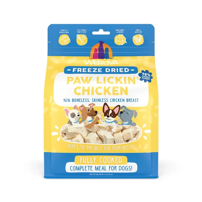 Weruva Dog Freeze Dried Dog Food – Paw Lickin’ Chicken – 5.5oz Pouch