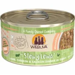 Weruva Stewy Lewis Lamb Chicken and Salmon Canned Cat Food – 2.8 Oz – Case of 12