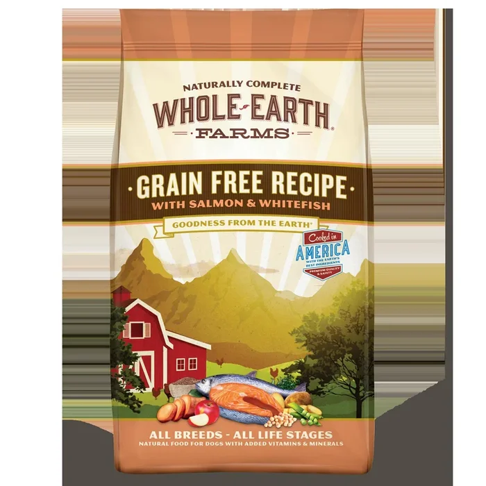 Whole Earth Farms Grain-Free Salmon & Whitefish Dry Dog Food – 4 lb Bag