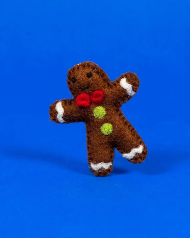 Wool Gingerbread Man Cat Toy