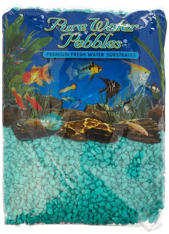 World Wide Imports Pure Water Pebbles for Freshwater Aquarium – Turquise – 5 Lbs – Case of 6