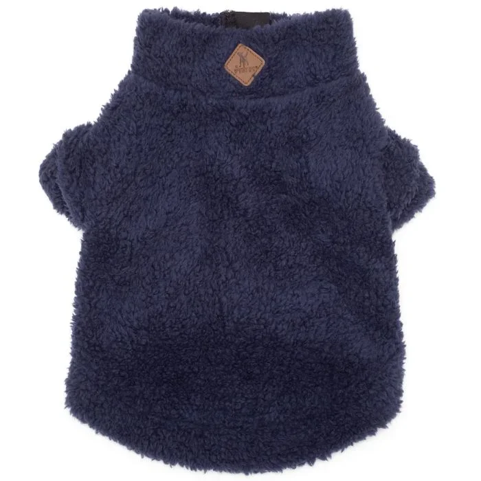 Worthy Dog Solid Fleece Quarter Zip Pullover, Navy