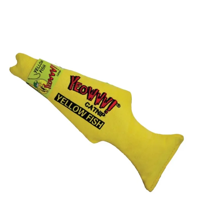 Yeowww! Catnip, Yeowww! Fish Catnip Toy, Yellow, 7 Inches