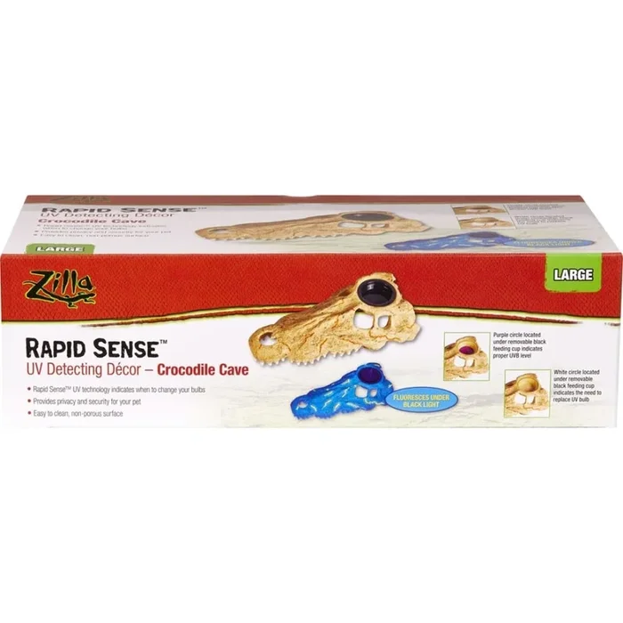 Zilla Rapid Sense Crocodile Skull UV Detecting Reptile Terrarium Decor – Large