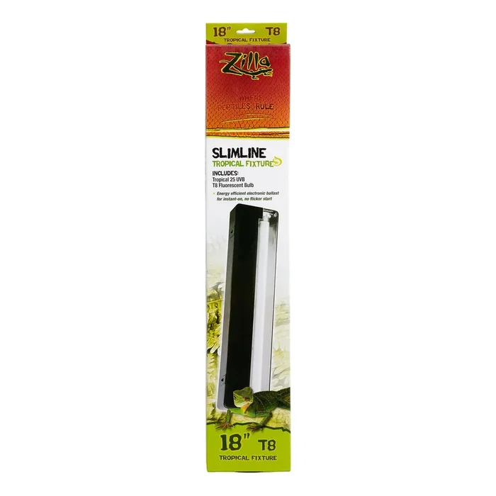 Zilla T8 Slimeline Tropical Habitat UV Light Reptile Fixture with Flourescent Bulb – 15 Watt – 18 Inch