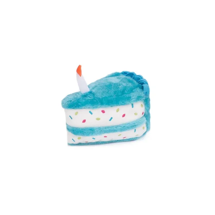 Zippy Paws Birthday Cake Squeak and Plush Dog Toy – Blue