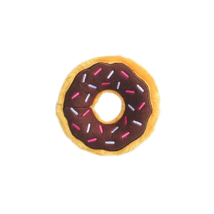 Zippy Paws Donutz Brown Chcocolate Glazed with Sprinkles Squeak and Plush Dog Toy – Junior – Small