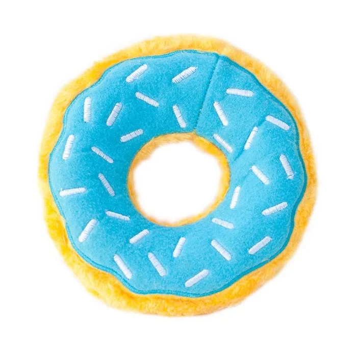 ZippyPaws Donutz Plush No-Stuffing Squeaky Dog Toy Blueberry Medium