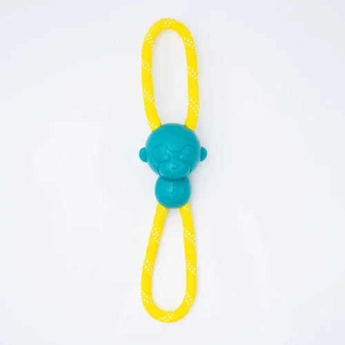 ZippyPaws, ZippyPaws ZippyTuff Monkey RopeTugz Dog Toy, Teal/Yellow, 1 Each/Medium