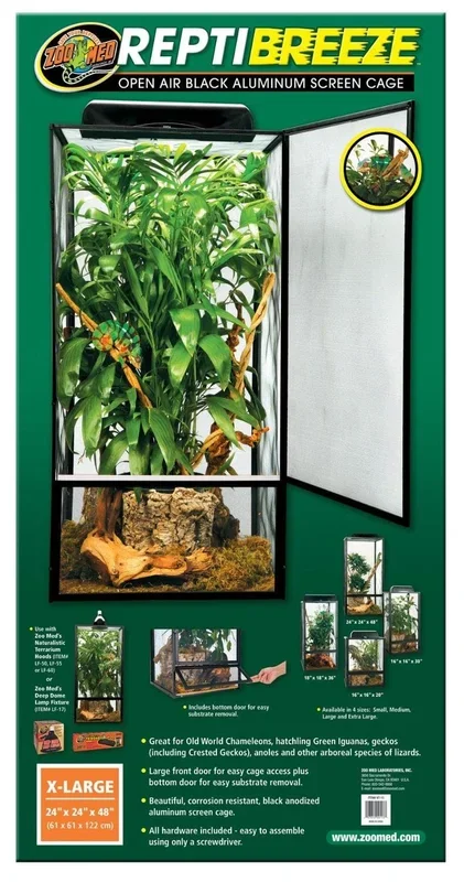 Zoo Med Laboratories ReptiBreeze Chameleon Cage Starter Kit with Aluminum Screen Cover – L:16″ X W:16″ X H:30″ Inches