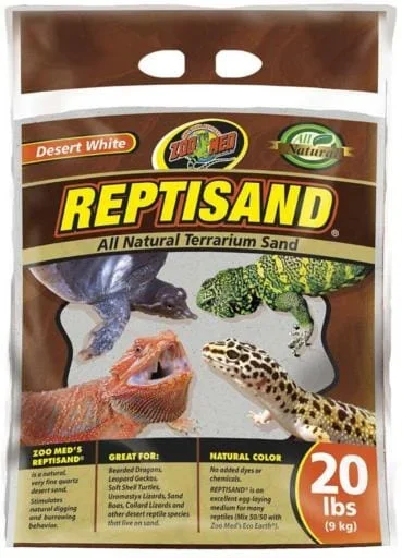 Zoo Med Laboratories ReptiSand for Terrarium or Reptiles – Desert White – 20 Lbs