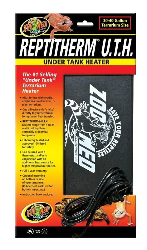 Zoo Med Laboratories ReptiTherm Under-the-Tank Terrarium Reptile Heater – 16 Watt – 30-40 Gallon – L:8″ X W:12″ Inches