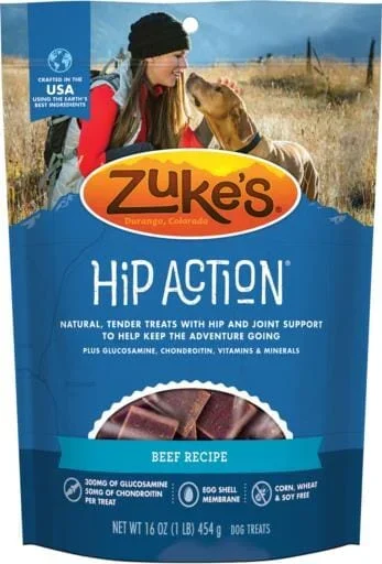 Zukes Hip Action Senior Hip and Joint Tender Beef Soft and Chewy Dog Treats