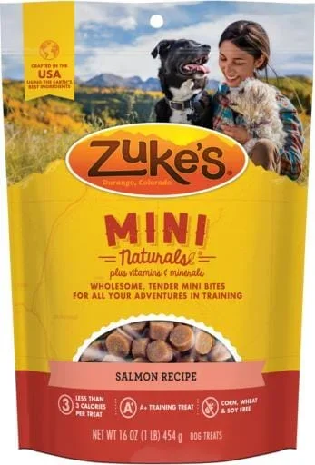 Zukes Mini Naturals Salmon Recipe Training Soft and Chewy Dog Treats