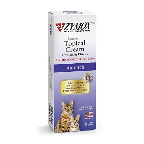 Zymox Enzymatic Anti-Itch Topical Cream with .5% Hydrocortison for Cat and Kitten – 1 Oz